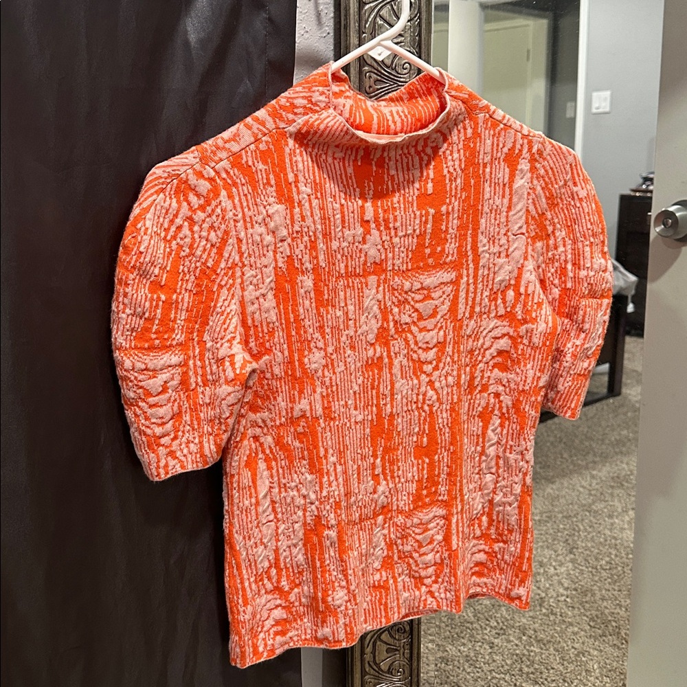 Maeve Orange and White Patterned Blouse